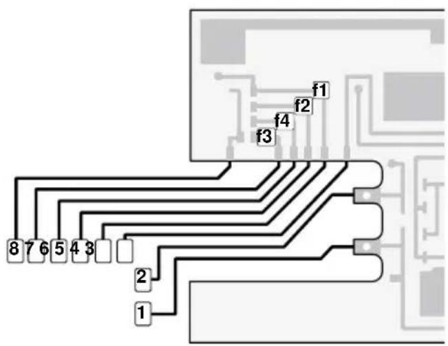 Side view diagram of a two-wheeled train carriage with labeled parts (1 and 2), no text or symbols present.