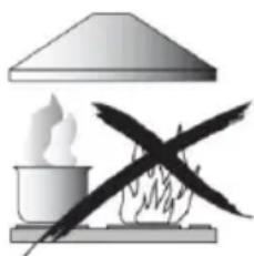 Illustration of a steaming lamp with flames and a cross mark, no text or symbols present