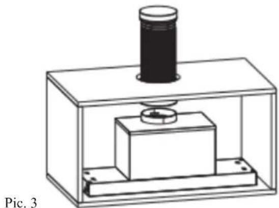 Diagram of a mechanical setup with a cylindrical component mounted on a base, enclosed in a transparent enclosure (no text or symbols)