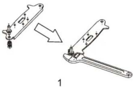Diagram showing two mechanical components with bolt holes, one being rotated and the other being cut (no text or symbols)
