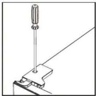 Dessin technique au trait d'un tournevis inséré dans un support de pince (sans texte ni symboles)