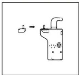 Dessin au trait simple d'un distributeur d'eau avec un petit récipient et un tuyau, sans texte ni symboles