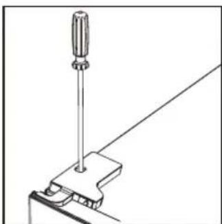 Dessin technique au trait d'un tournevis inséré dans un support de serrage (sans texte ni symboles).