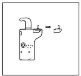 Dessin au trait simple d'un dispositif mécanique avec une vanne et deux orifices, sans texte ni symboles.