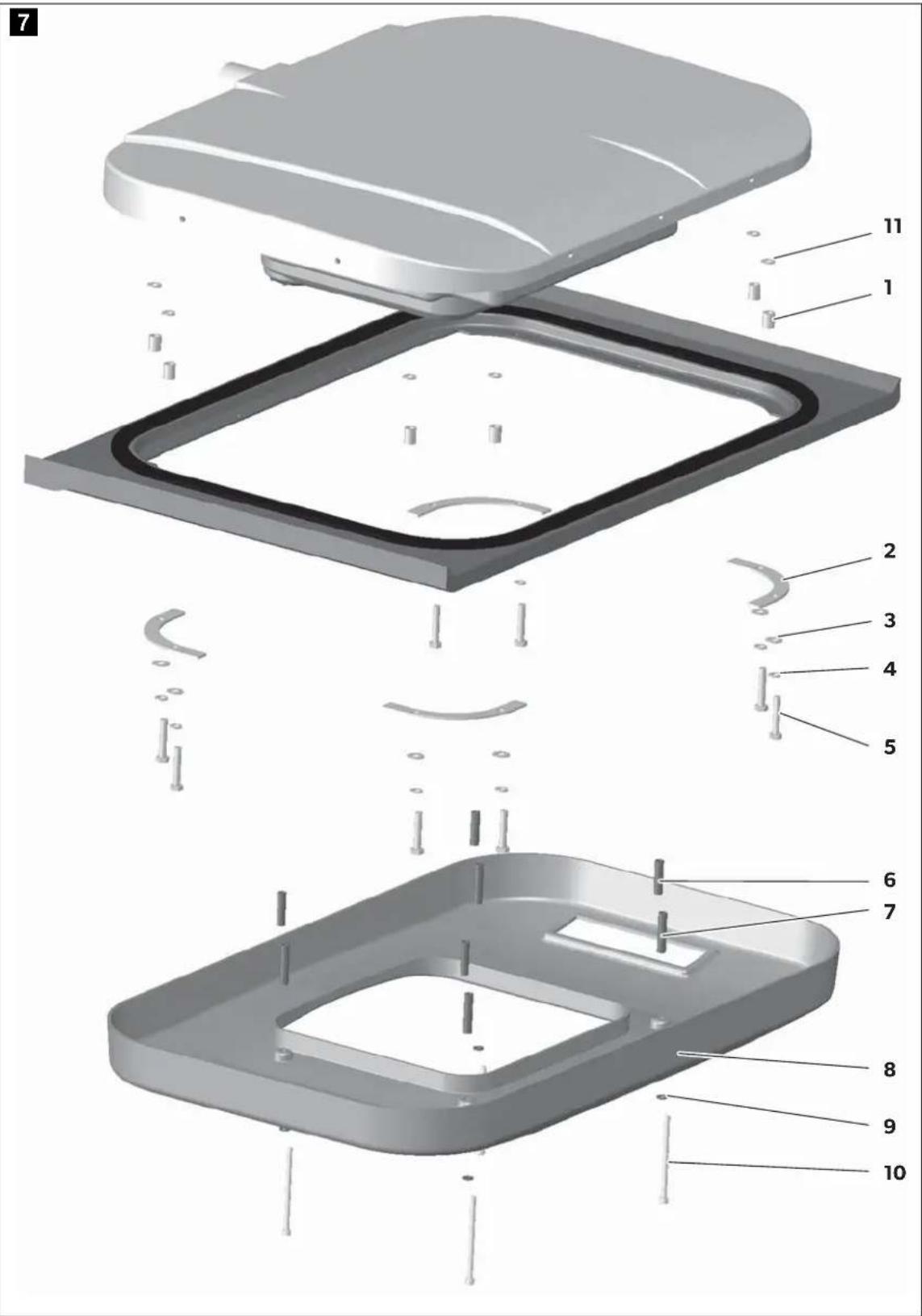 Exploded view diagram of a mechanical assembly with numbered parts for identification