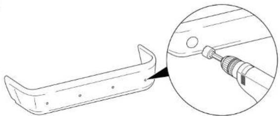 Technical line drawing of a mechanical component with an inset close-up showing a threaded fastener (no text or symbols)