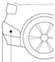 Line drawing of a car wheel and side panel (no text or symbols).