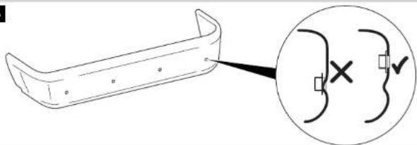 Diagram showing a curved mechanical part with an inset magnified view highlighting a cross symbol and checkmark.