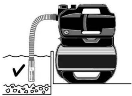 Illustration of a water purifier with a tube inserted into a container, no text or symbols present.