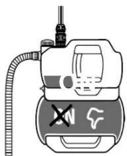 Diagram of a gas collection device with warning symbols and labeled components.