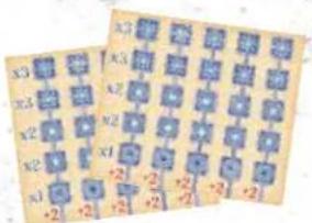 Cropped image showing two sets of labeled squares with symbols and numbers, possibly for a pattern or counting exercise.