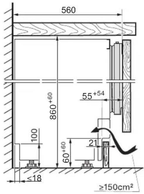 560, 860+60, 100, 60+60, 21, ≤18, 55+54, ≥150 cm²