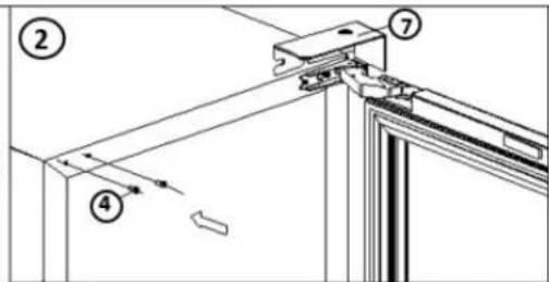 Technical diagram showing labeled components of a mechanical or architectural assembly with numbered parts 2, 4, and 7.