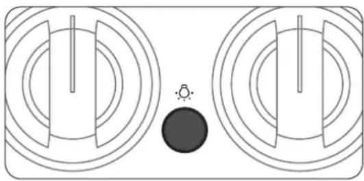 Simple diagram showing two circular components with internal lines and a small black circle containing a sun icon (no text or symbols)
