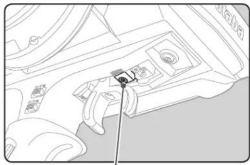 Interior view of a vehicle dashboard with steering wheel and rearview controls (no visible text or symbols)
