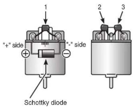 "+" side "-" side Schottky diode