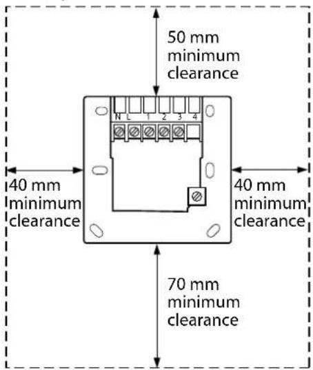 50 mm minimum clearance 40 mm minimum clearance 70 mm minimum clearance 40 mm minimum clearance