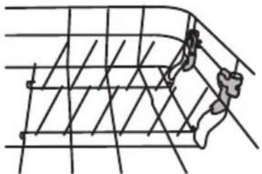 Diagram of a person climbing a rope with a fence, no text or symbols present.