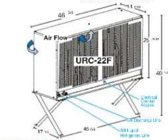Air Flow URC-22F 14 cm 25 cm 40 cm Control Central Knee 3.8 DC Upper Line 45 cm 5.8 Liquid Refriger Line 17 cm