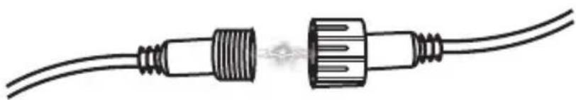 Pure electrical connector diagram showing two coaxial connectors with threaded leads, no text or symbols present