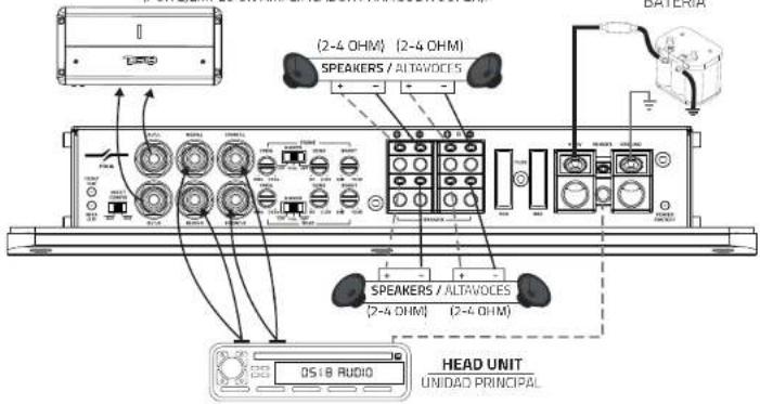 (2-4 OHM) (2-4 OHM) SPEAKERS / ALTAWOCES (2-4 OHM) (2-4 OHM) SPEAKERS / ALTAWOCES (2-4 OHM) HEAD UNIT UNIDAD PRINCIPAL