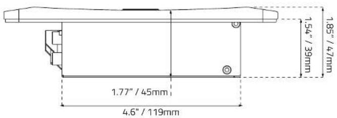 1.85"/47mm 1.54"/39mm 1.77"/45mm 4.6"/119mm