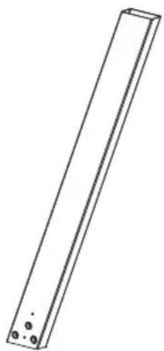 Simple line drawing of a rectangular metal rod with four circular holes at both ends (no text or symbols)