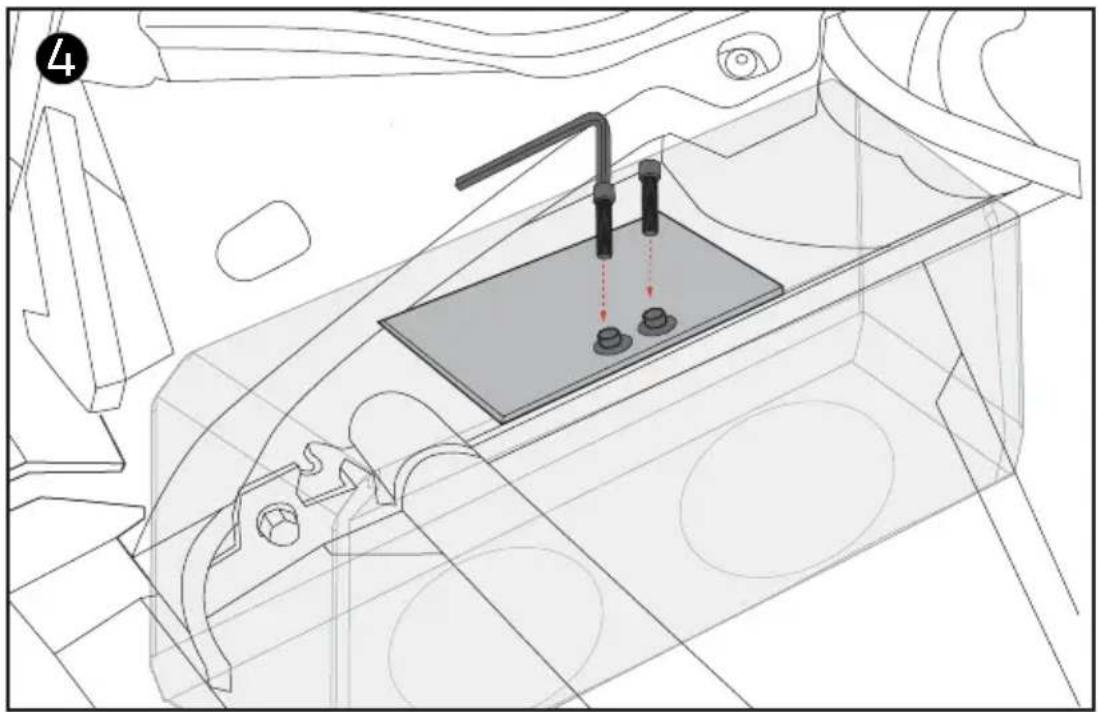 Technical line drawing of a vehicle interior with a mounted sink and control panel (no text or symbols)