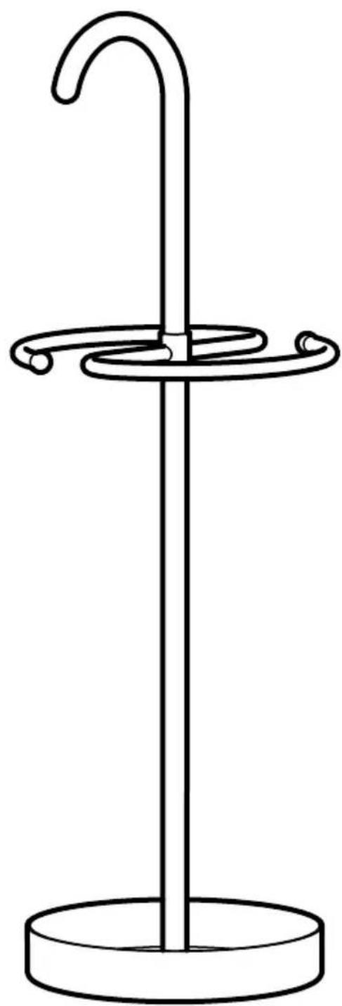 Simple line drawing of a vertical pole with a curved handle and circular base (no text or symbols)