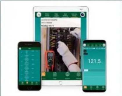 Smartphone screen displaying a technical diagram with Chinese text, alongside two smartphone screens showing app interfaces and status bar indicators.