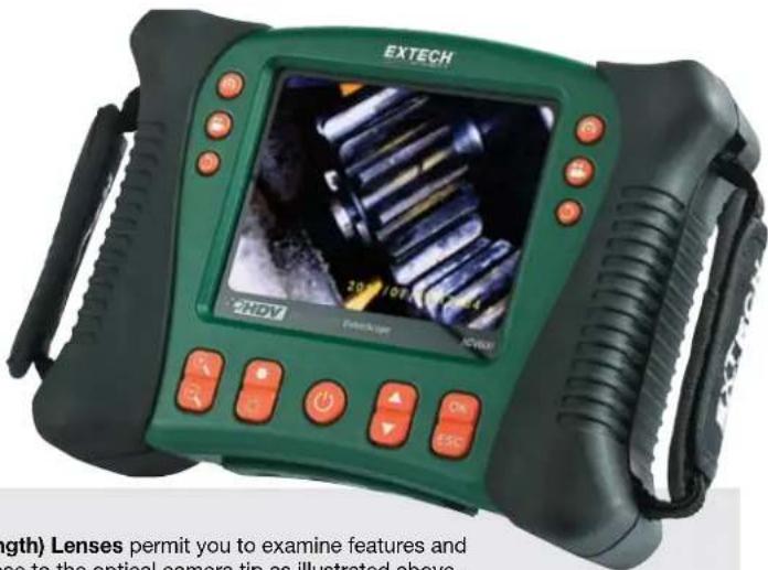 EXTECH 20/10/2017 2:34:45 length) Lenses permit you to examine features and se to the optical camera tip as illustrated above.