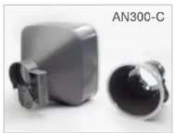 Two metallic mechanical components, one with a small protrusion and the other showing a dark interior (no text or symbols visible)