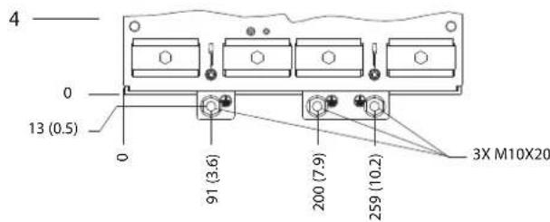 4 0 13 (0.5) 0 91 (3.6) 200 (7.9) 259 (10.2) 3X M10X20