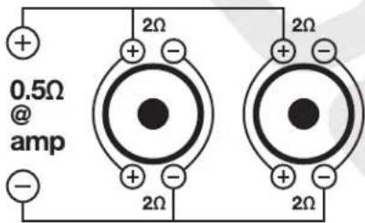0.5Ω @ amp + - 2Ω + - 2Ω + - 2Ω + - 2Ω