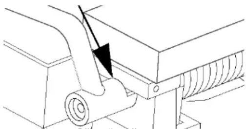 Technical line drawing of a mechanical assembly with a lever and spring (no text or symbols)