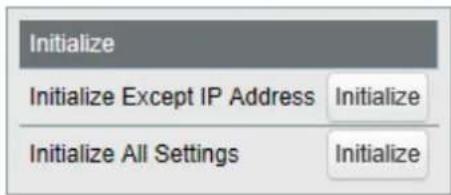 Initialize Initialize Except IP Address Initialize Initialize All Settings Initialize