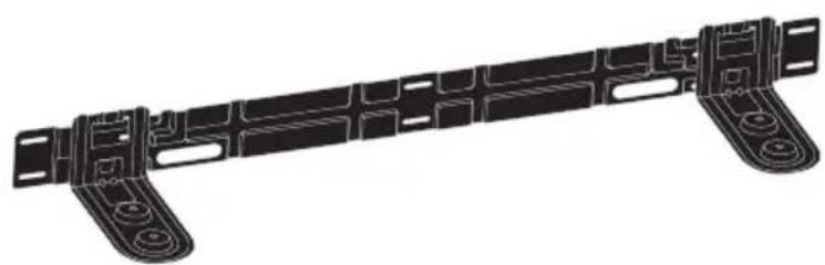 Technical line drawing of a mechanical component with mounting brackets and internal slots (no text or symbols)