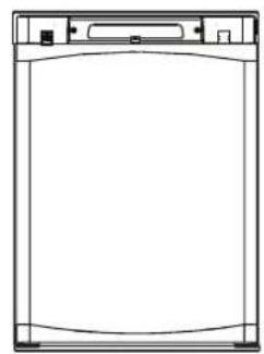 Pure technical line drawing of a rectangular enclosure with no text, numbers, or symbols.