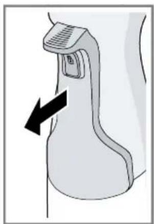 Diagram of a medical device with a black arrow pointing to a specific area.