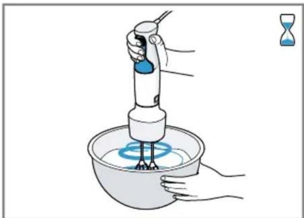 Illustration of a hand using a digital brush to stir a bowl containing a blue liquid. No text or symbols present.