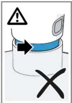 Warning symbol for a container with warning sign and cross mark, indicating absence of warning or error.