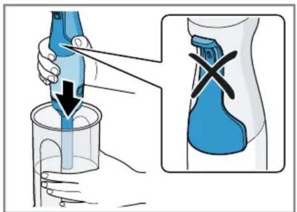 Medical illustration showing a procedure to remove a blue liquid from a bottle, with an inset highlighting the same step.
