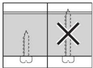 Diagram showing two scenarios with wavy lines and a cross symbol, likely illustrating a physical or engineering concept.