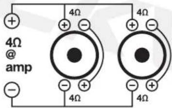4Ω @ amp + - + - - + + 4Ω + - + + 4Ω - + +