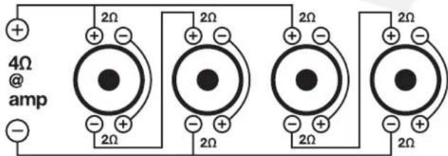 4Ω @ amp 2Ω 2Ω 2Ω 2Ω 2Ω 2Ω 2Ω 2Ω 2Ω