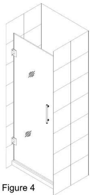 Isometric line drawing of a door with ventilation slots and a handle, labeled Figure 4 (no text or symbols on the diagram itself)
