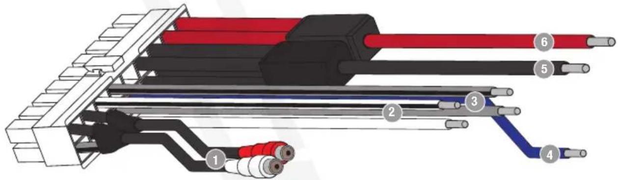 Technical diagram of a multi-core cable assembly with numbered components