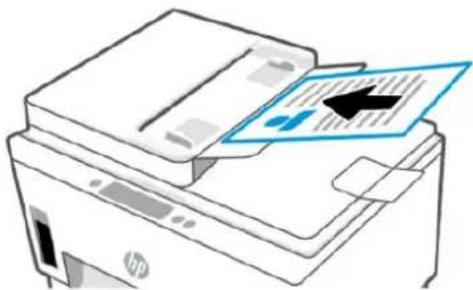 Illustration of a HP printer with an arrow pointing to a document (no text or symbols visible)