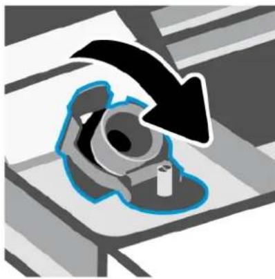 Illustration of a mechanical component with a downward arrow, no text or symbols present.