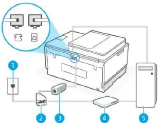 Diagram of printer system components with labeled parts including printer, printer, and server.
